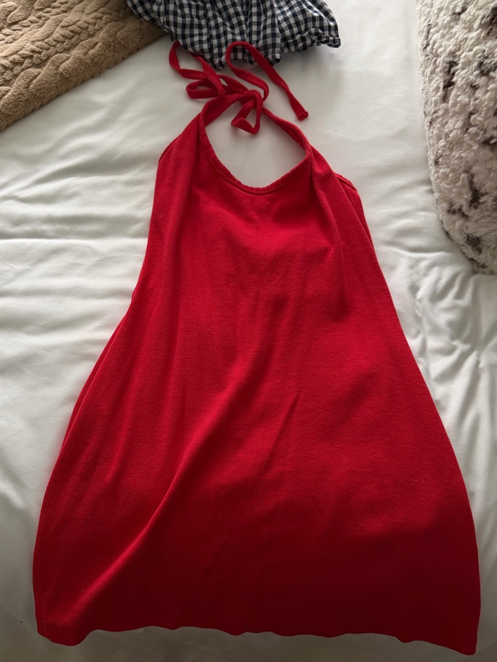 Cotton on red halter ribbed mini dress